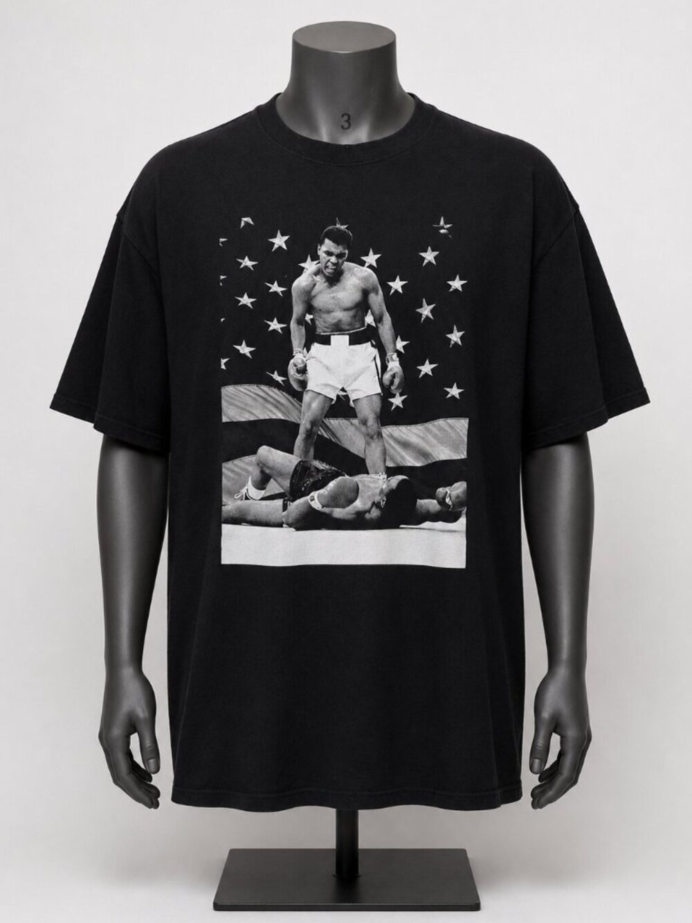 Muhammed Ali KO Stars & Stripes Men's Size 2XL Black Graphic T-Shirt EUC